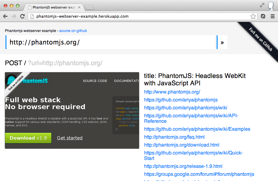 screenshot of example code